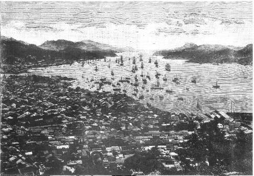 The port in Nagasaki at the end of the 19th century
